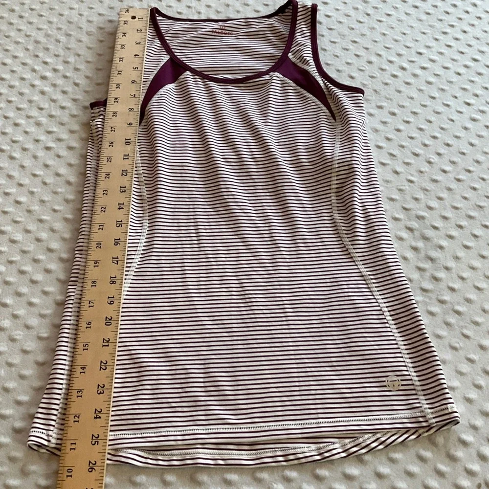 Talbots Athletic Tank Top Womens Small Burgundy White Striped Built-in Shelf Bra